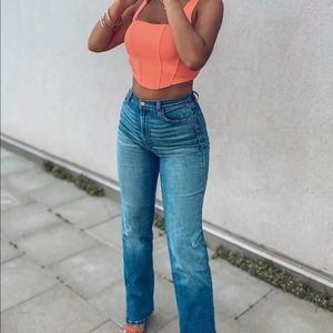 Fashion Nova Side Split Jean - Medium Wash